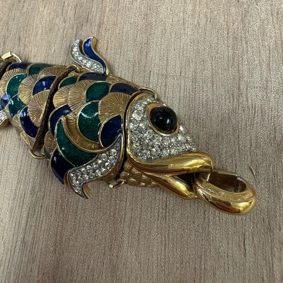 Vintage D’Orlan Articulated Koi Fish Pendant #8874 3.5” Long EUC - Picture 4 of 6